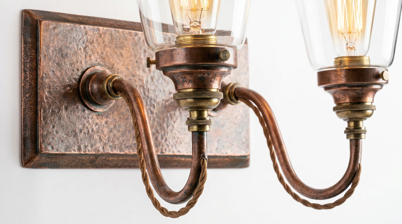 Luther Copper Double Lights Antique Style Wall Light
