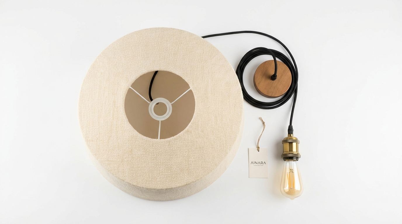 Nordic Creamy Fabric Shade Ainara Pendant Light