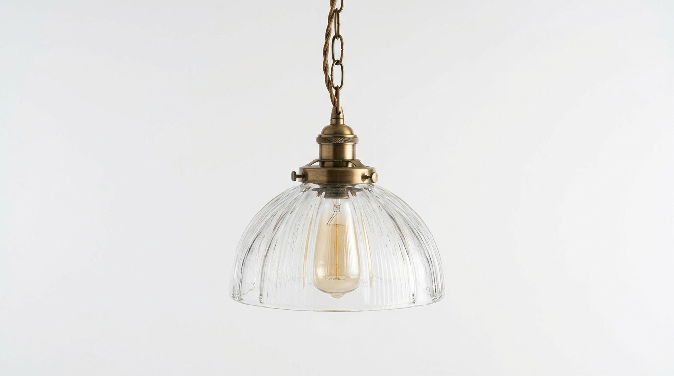 Jasmine Vintage Brass Glass Pendant Light