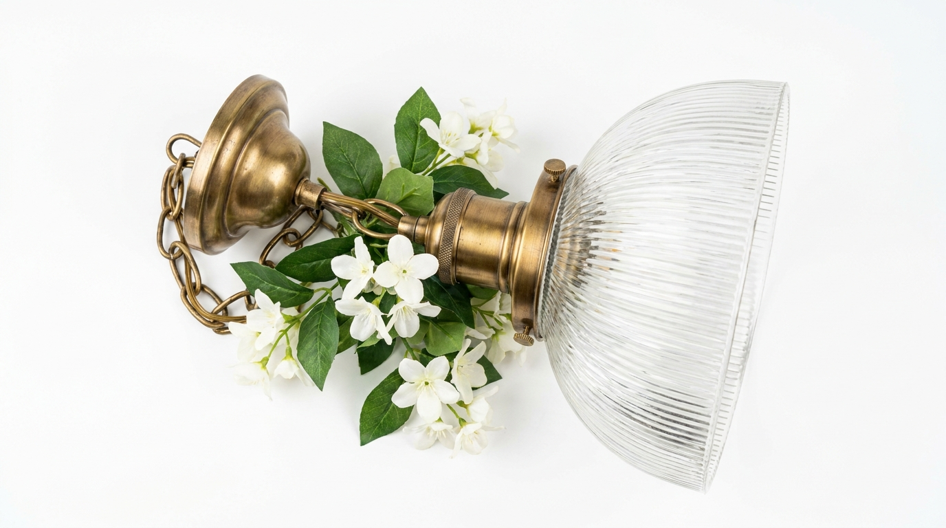 Jasmine Vintage Brass Glass Pendant Light