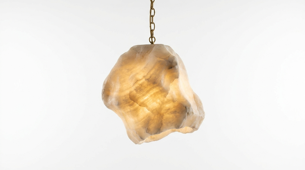 Ethereal Stone Glow Sculptural Style Alabaster Pendant Light