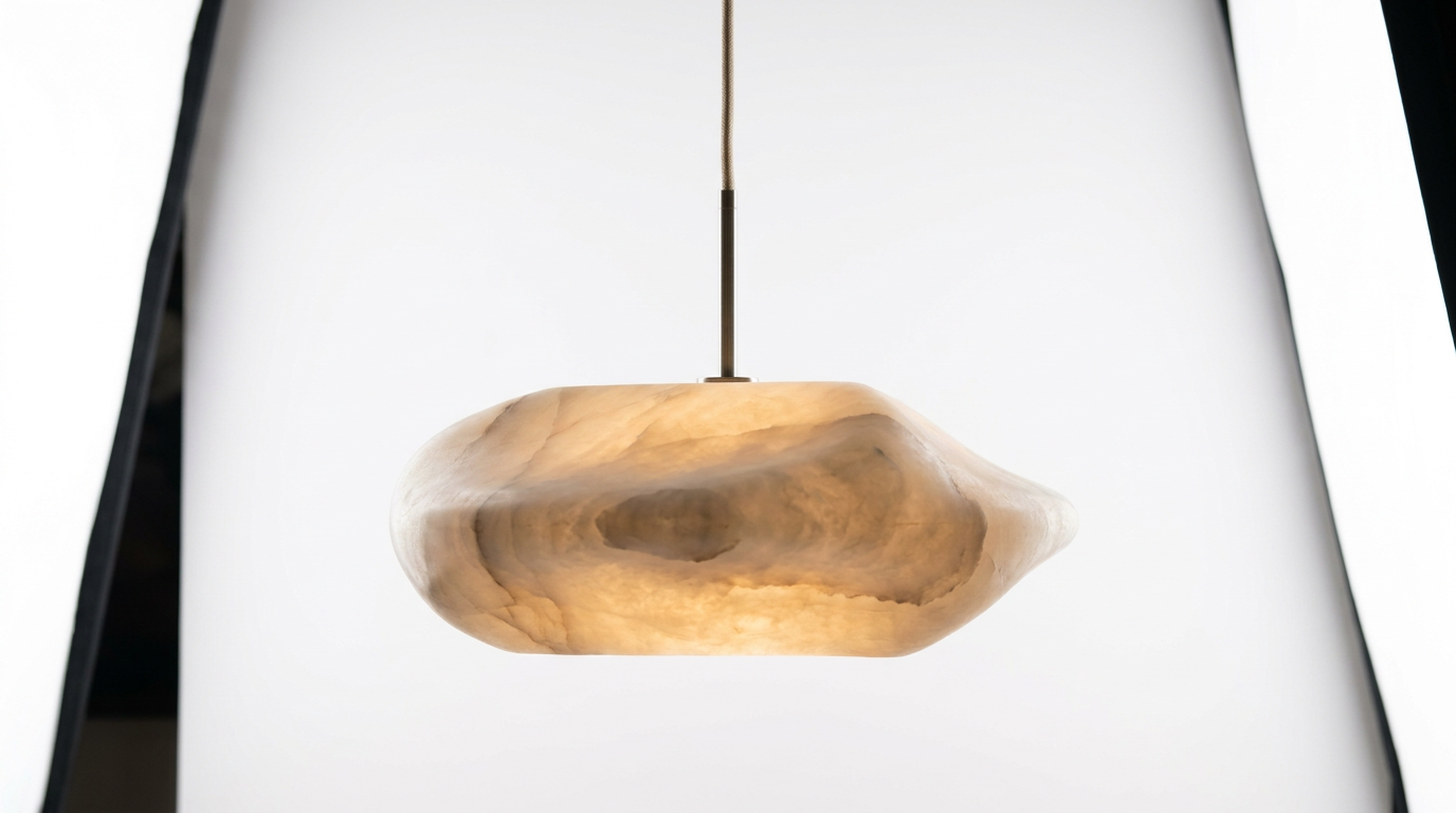 Ethereal Stone Glow Sculptural Style Alabaster Pendant Light