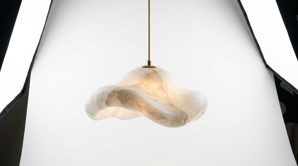 Ethereal Stone Glow Sculptural Style Alabaster Pendant Light
