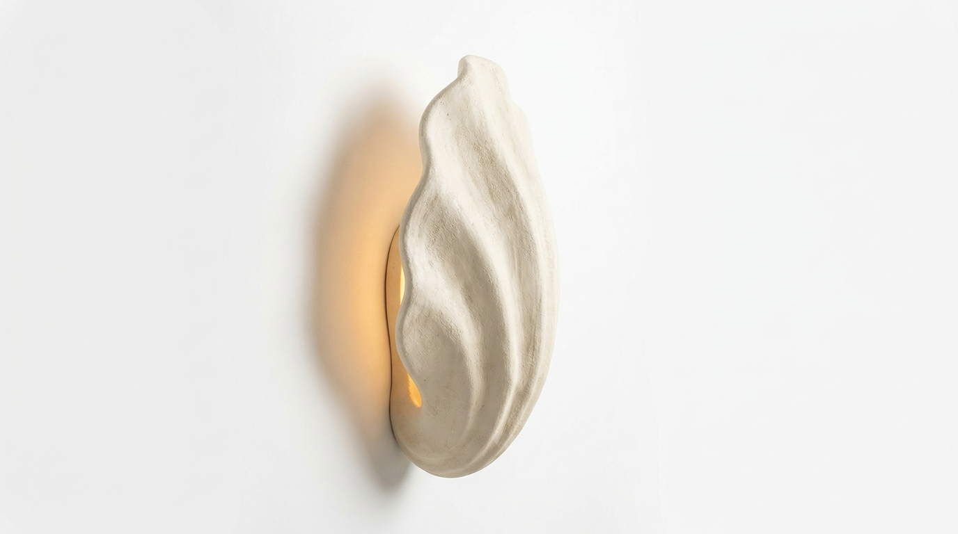 Coquille Sculptural Plaster Shell Wall Light