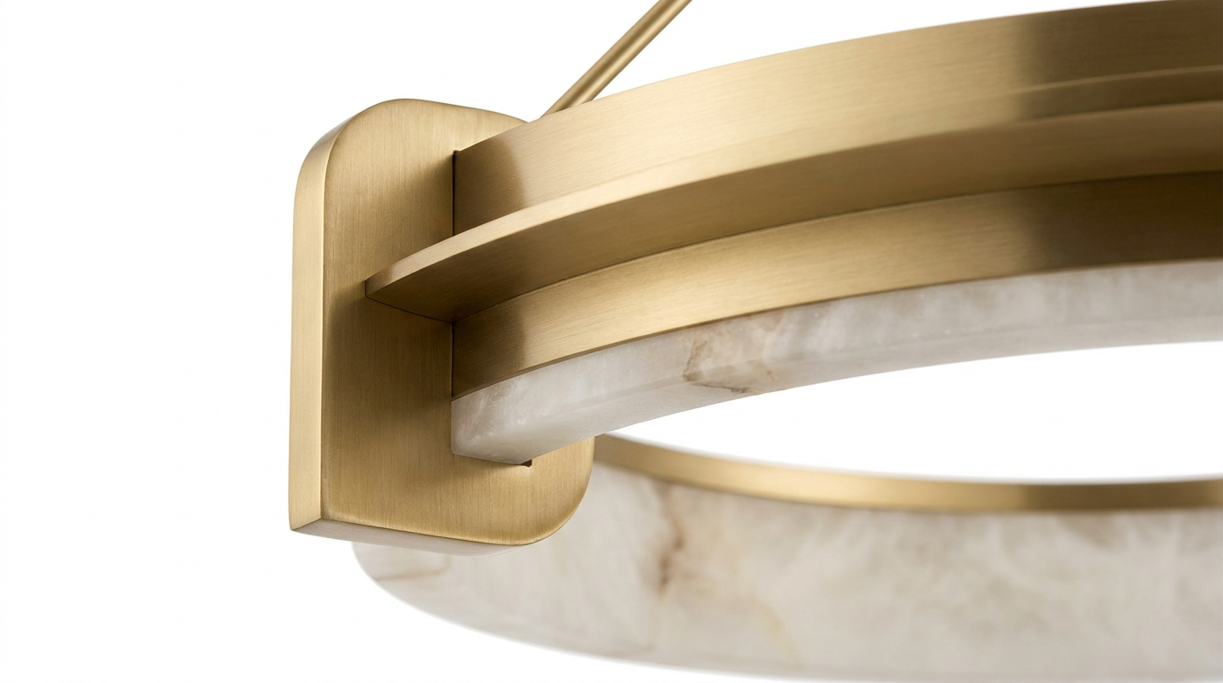 Serena Halo Alabaster Sculptural Brass Ceiling Lamp