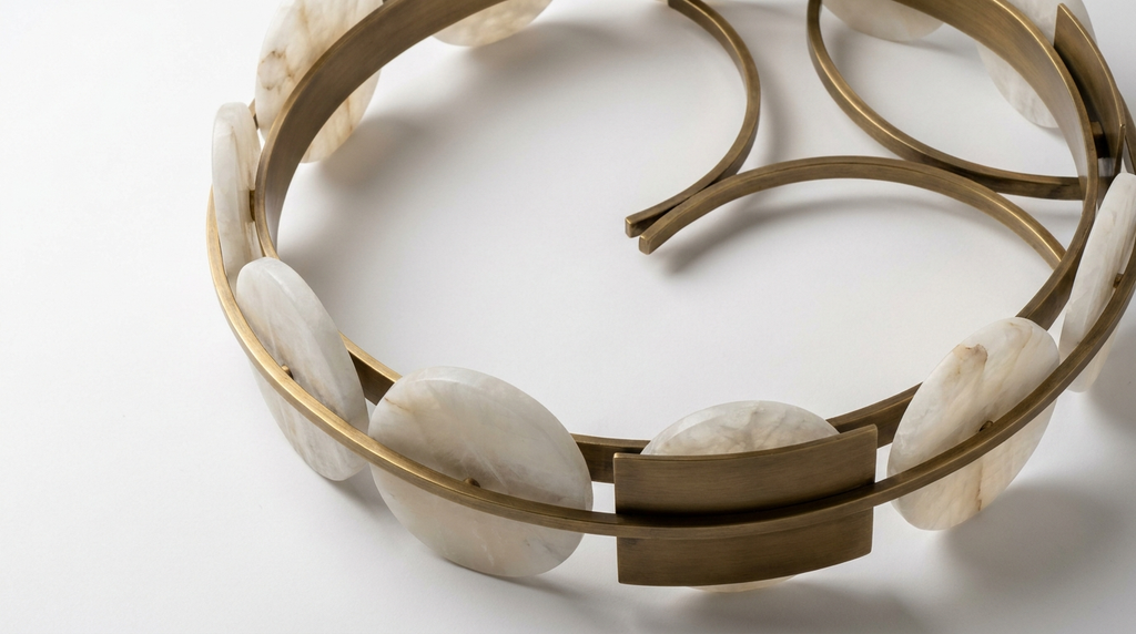 Serena Halo Alabaster Sculptural Brass Ceiling Lamp