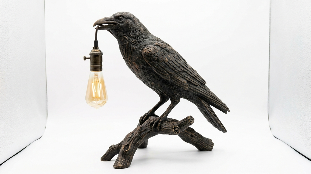 The Watchful Raven Resin Table Lamp