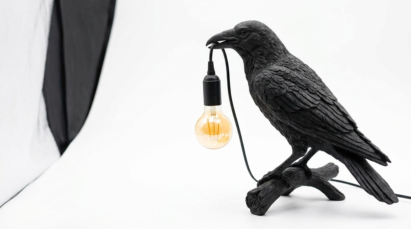 The Watchful Raven Resin Table Lamp