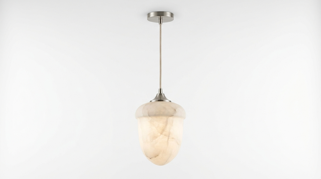 Velia Acorn Alabaster Minimalist Pendant Light
