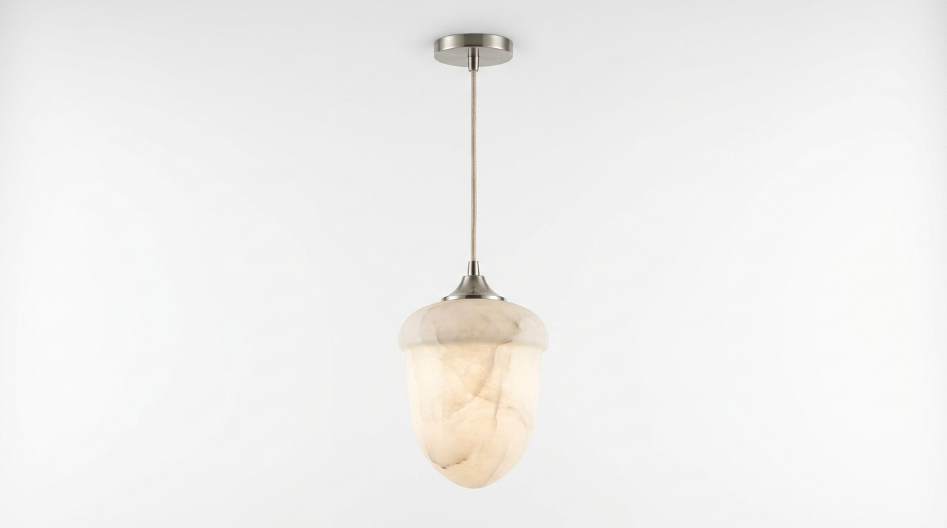 Velia Acorn Alabaster Minimalist Pendant Light