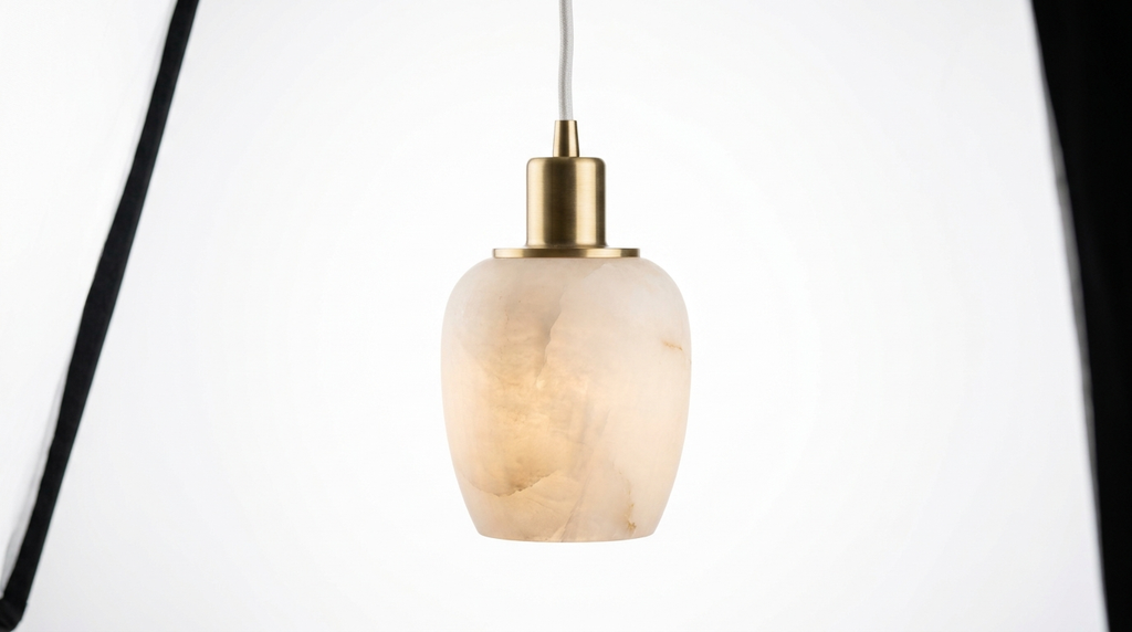 Velia Acorn Alabaster Minimalist Pendant Light