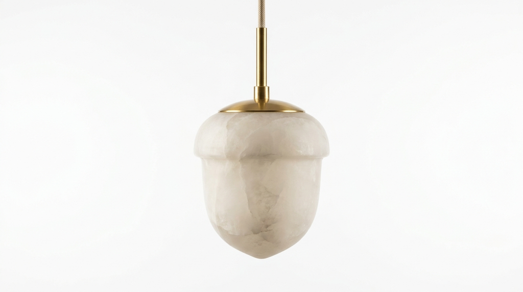 Velia Acorn Alabaster Minimalist Pendant Light