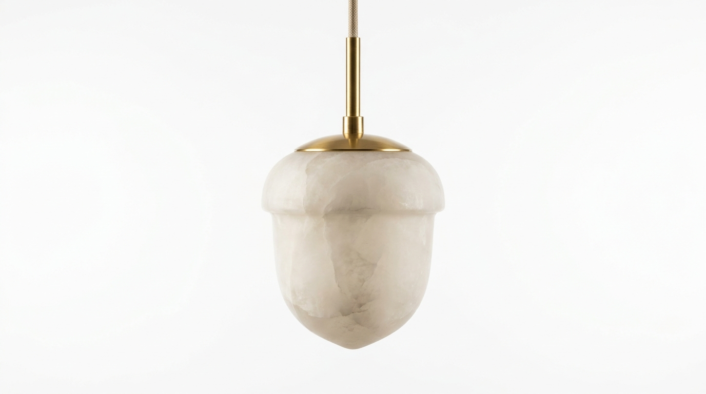 Velia Acorn Alabaster Minimalist Pendant Light