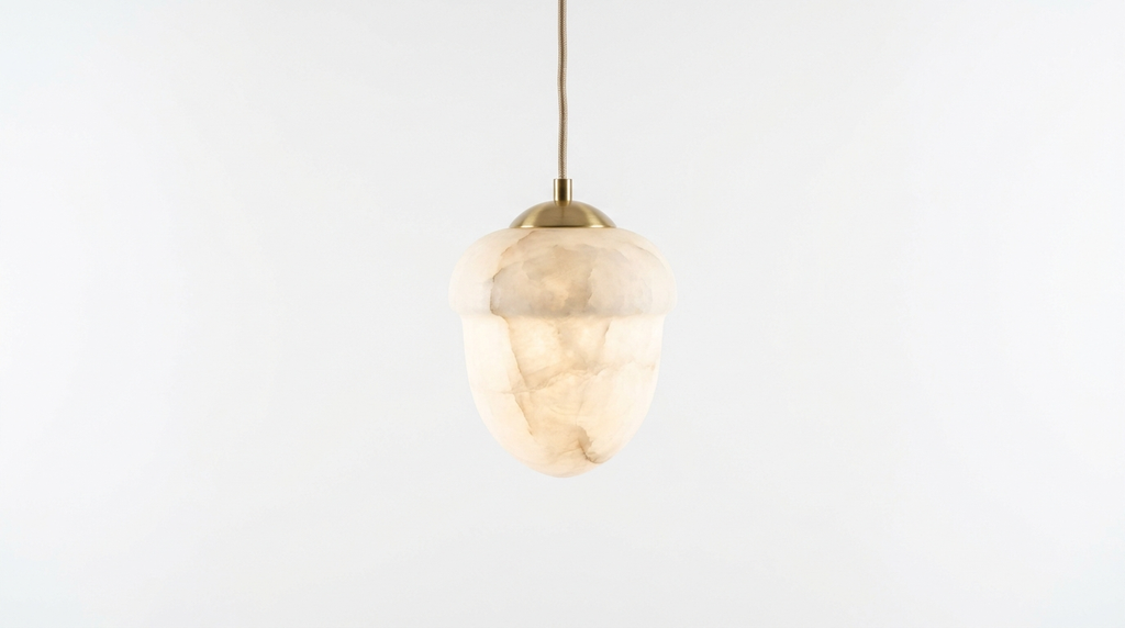 Velia Acorn Alabaster Minimalist Pendant Light