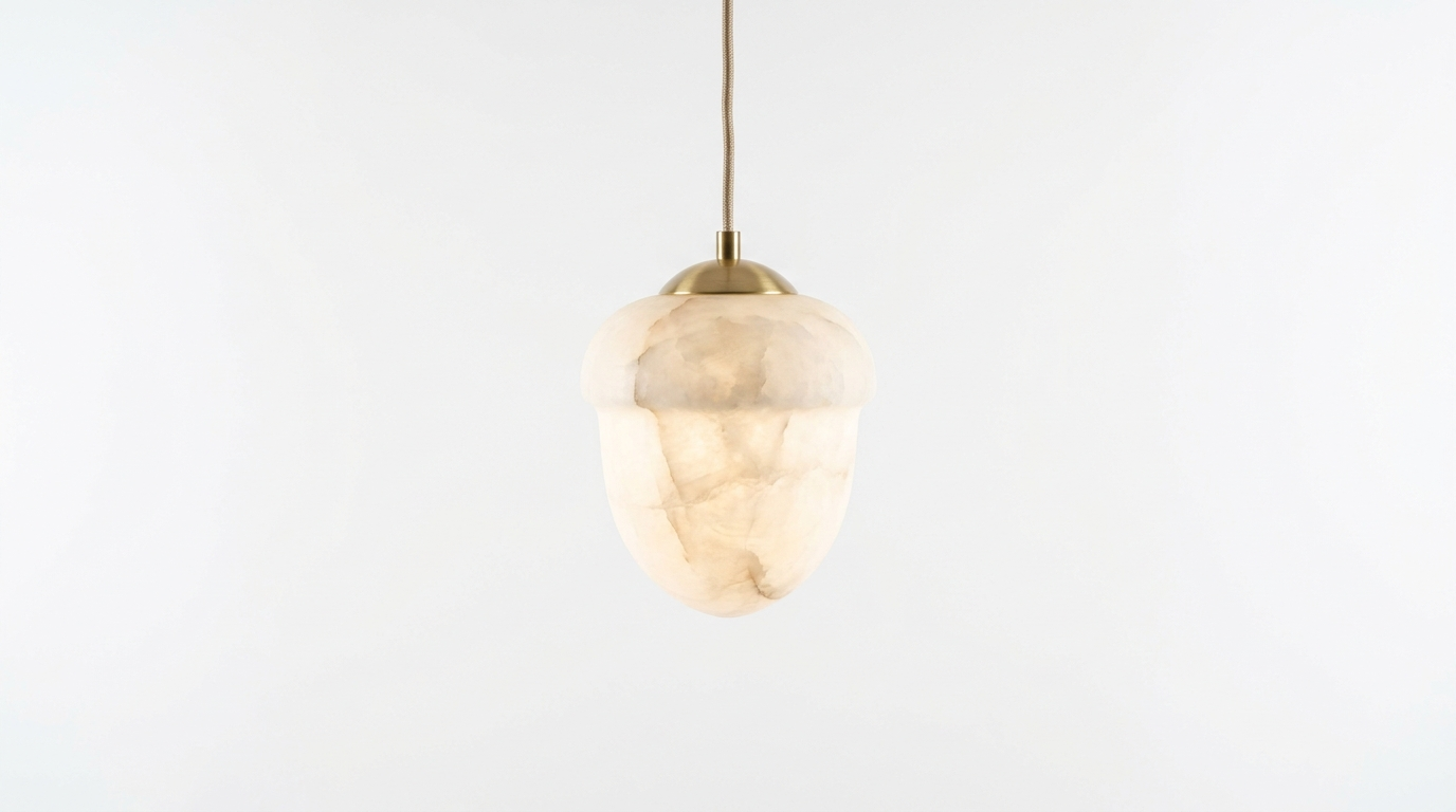Velia Acorn Alabaster Minimalist Pendant Light