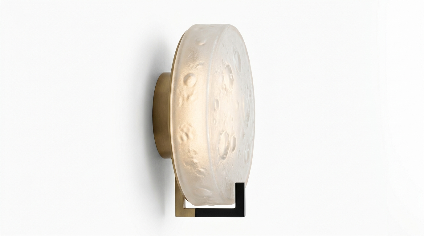 Nordic Lunar Textured Resin Glass Shade Wall Light