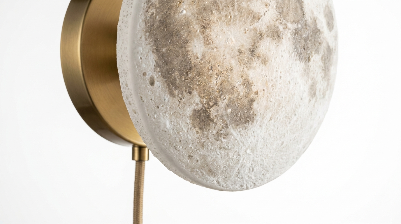 Nordic Lunar Textured Resin Glass Shade Wall Light
