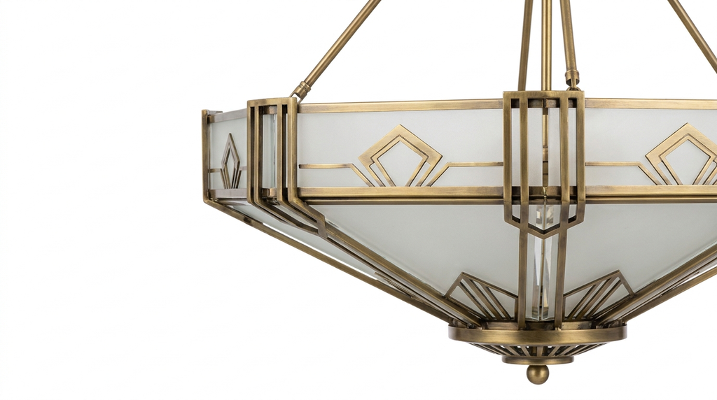 Marais Art Deco Glass and Metal Chandelier