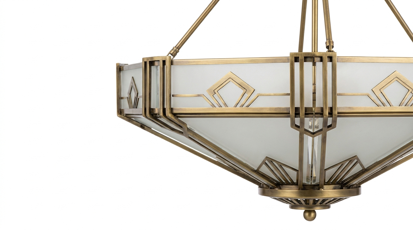 Marais Art Deco Glass and Metal Chandelier