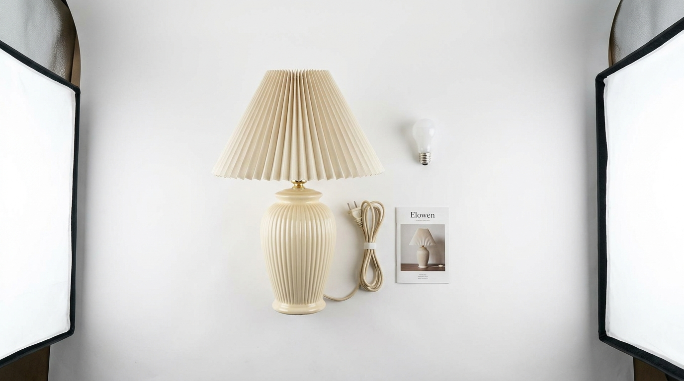 Elowen Vintage Pleated Ceramic Table Lamp