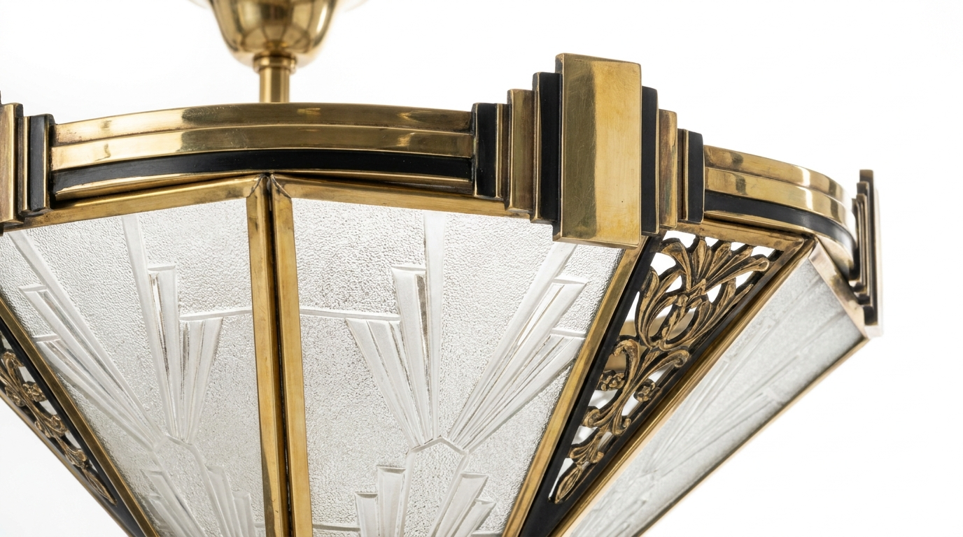 Marais Art Deco Glass and Metal Chandelier