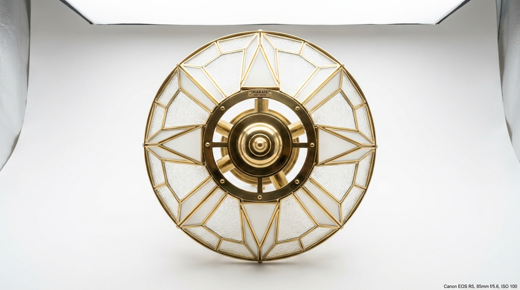 Marais Art Deco Glass and Metal Chandelier
