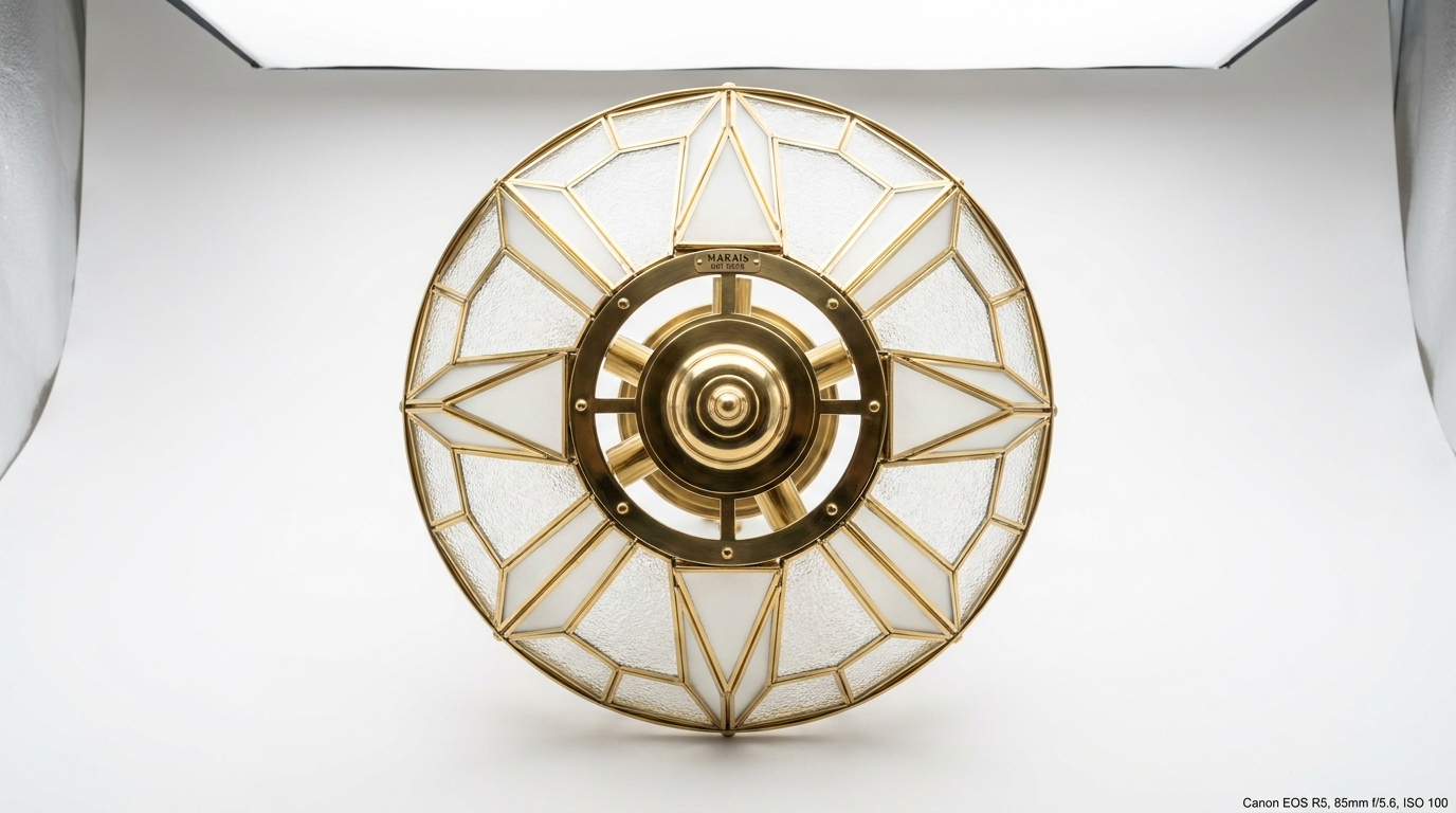 Marais Art Deco Glass and Metal Chandelier