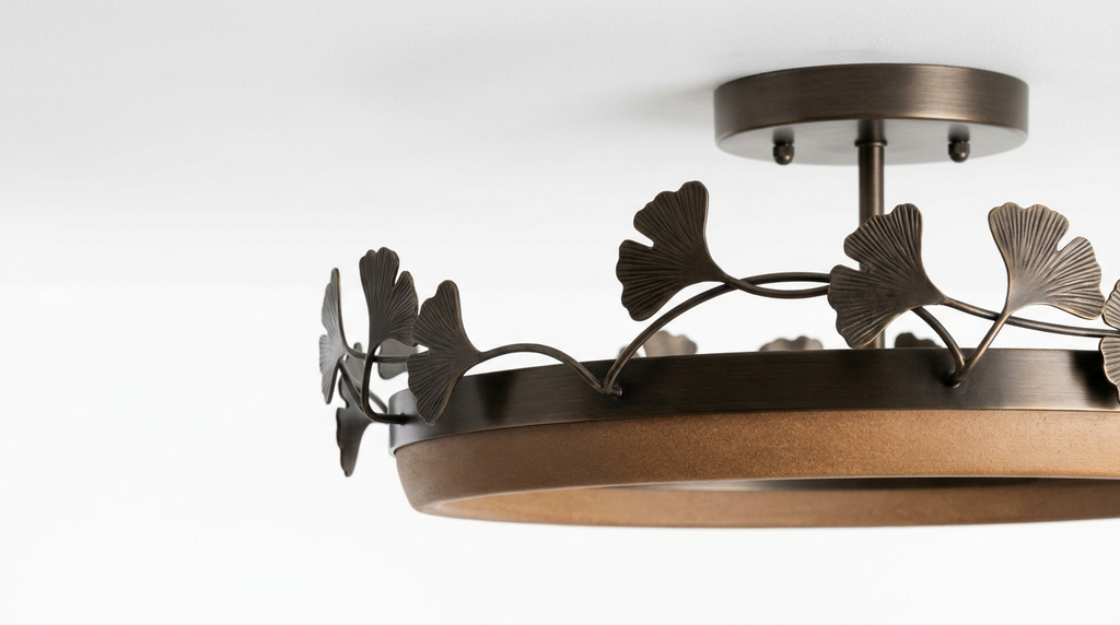 The Whispering Gingko Japandi Iron Ceramic Ceiling Light