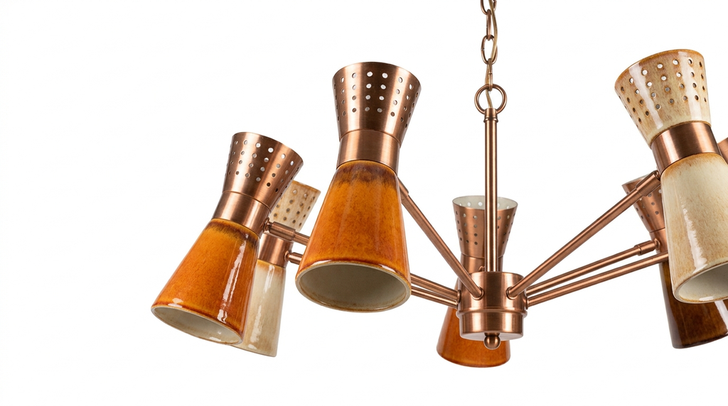 Vittorio Mid Century Copper Ceramic Chandelier