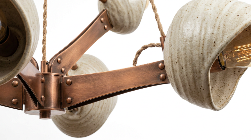 Vittorio Mid Century Copper Ceramic Chandelier
