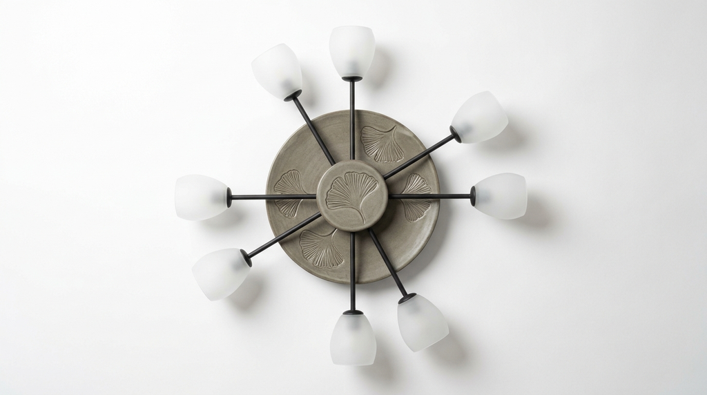 The Whispering Gingko Japandi Iron Ceramic Ceiling Light