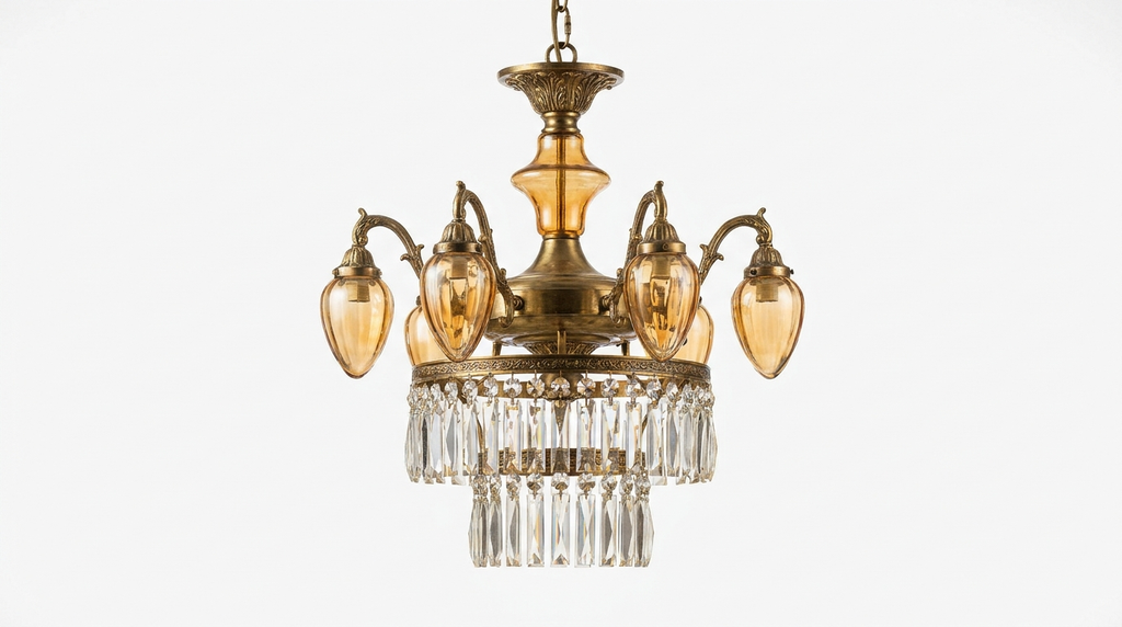 Golden Vintage Glass Chandelier