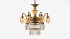 Golden Vintage Glass Chandelier