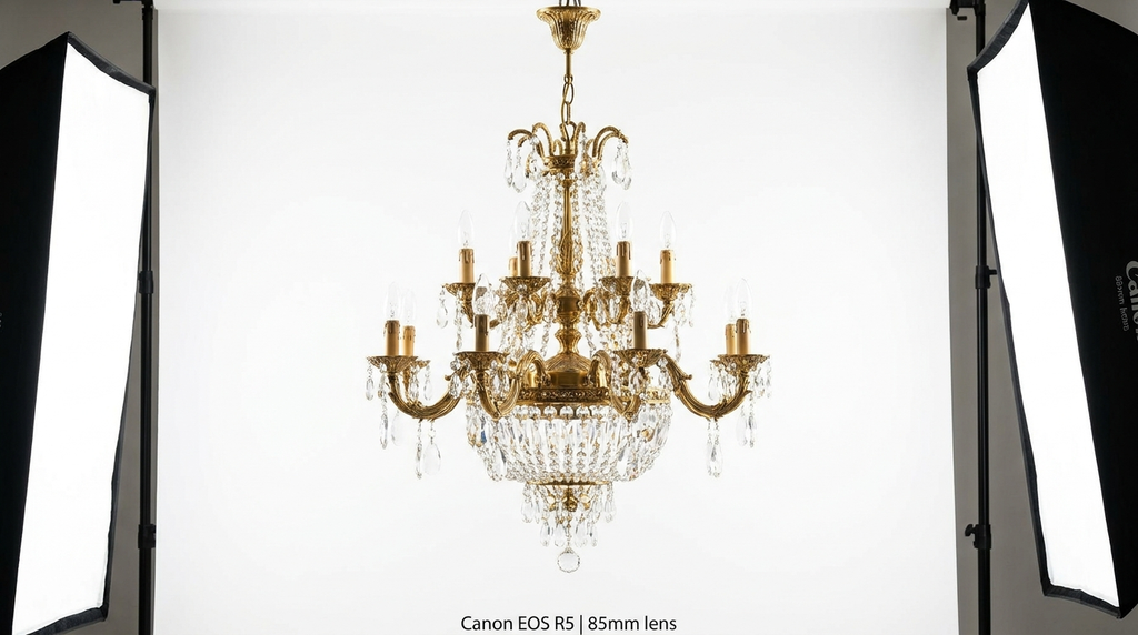 Golden Vintage Glass Chandelier