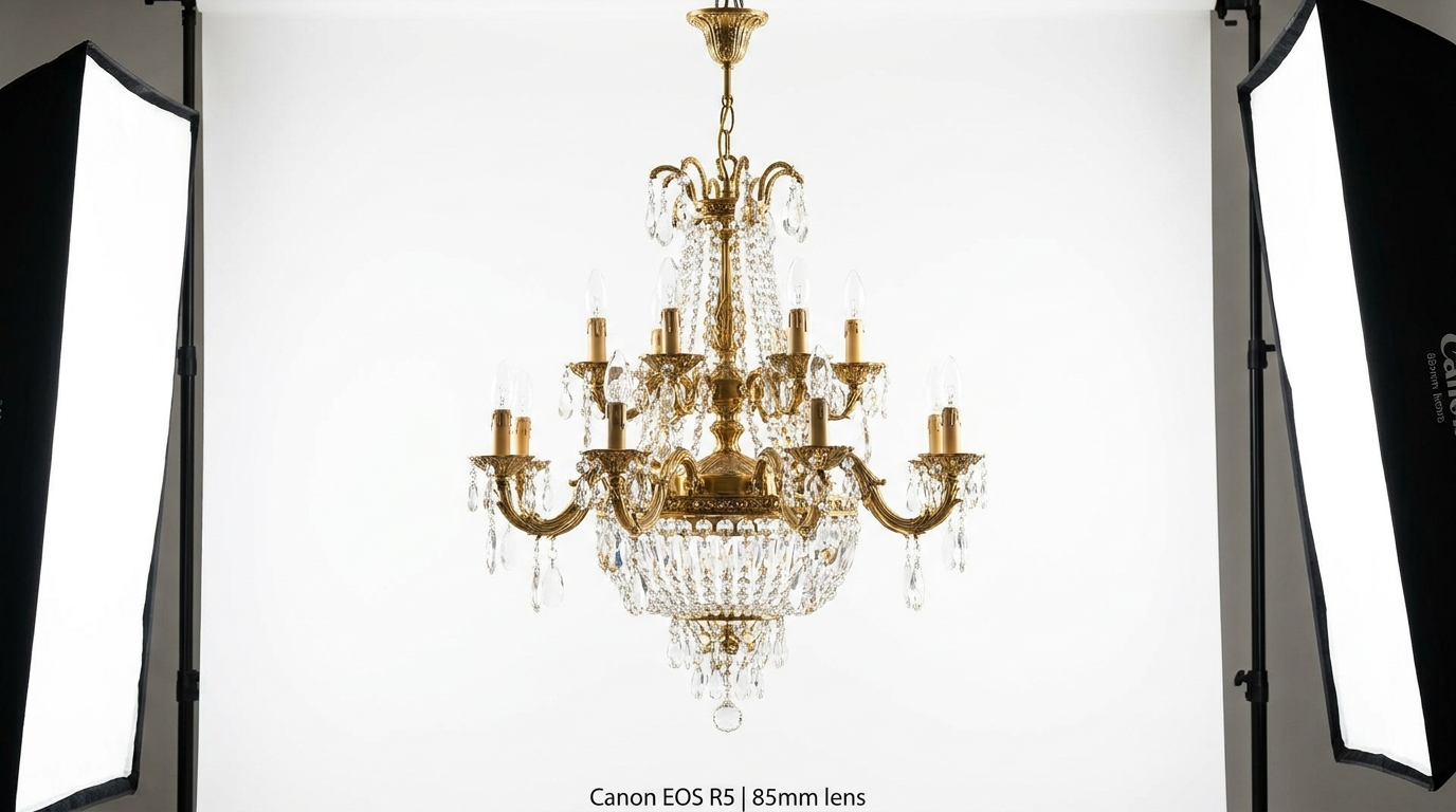 Golden Vintage Glass Chandelier