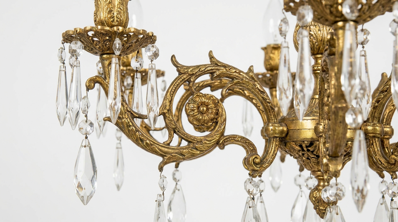 Golden Vintage Glass Chandelier