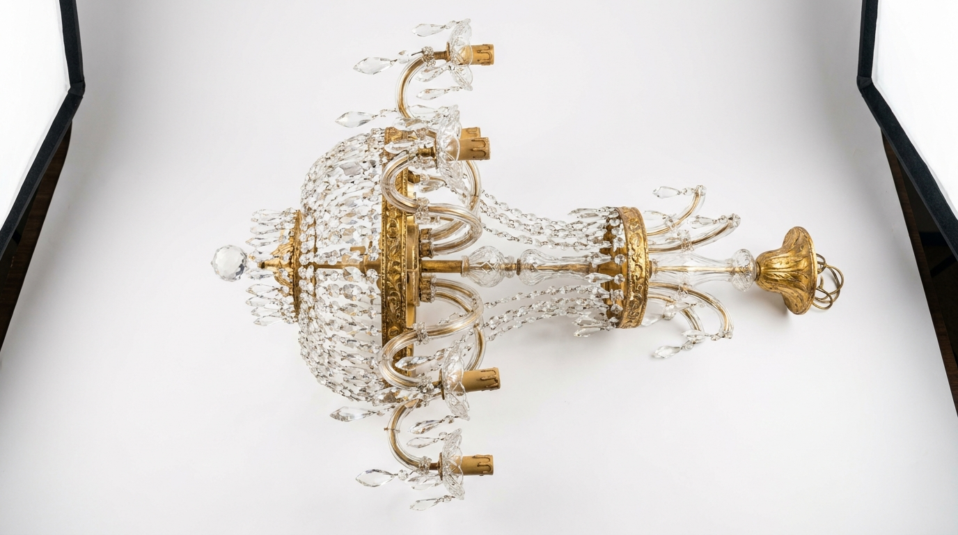 Golden Vintage Glass Chandelier