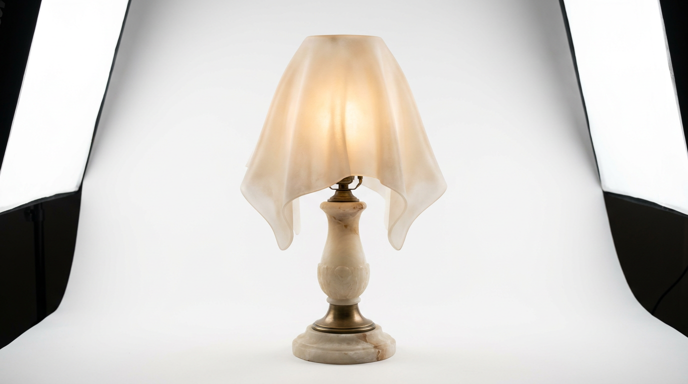 Luminous Veil Alabaster Bronze Table Lamp
