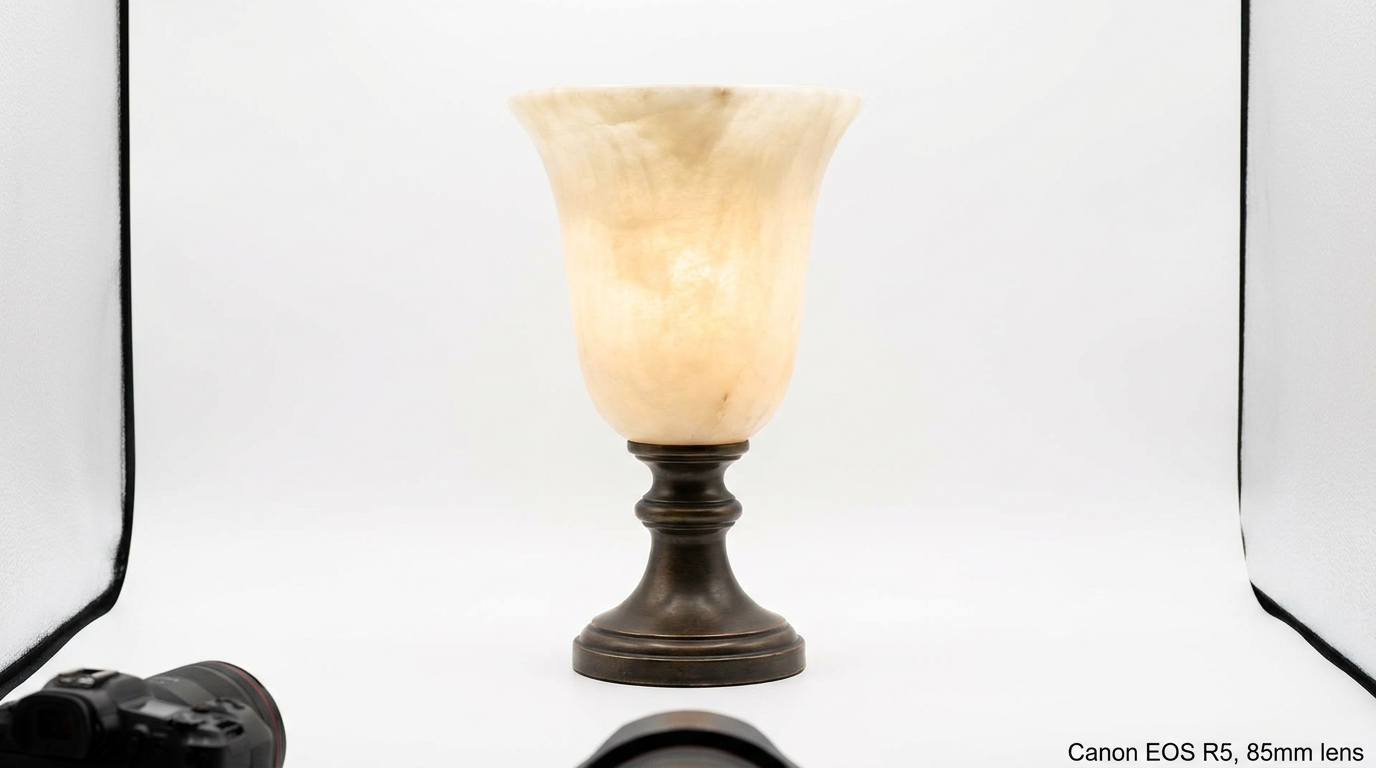 Luminous Veil Alabaster Bronze Table Lamp