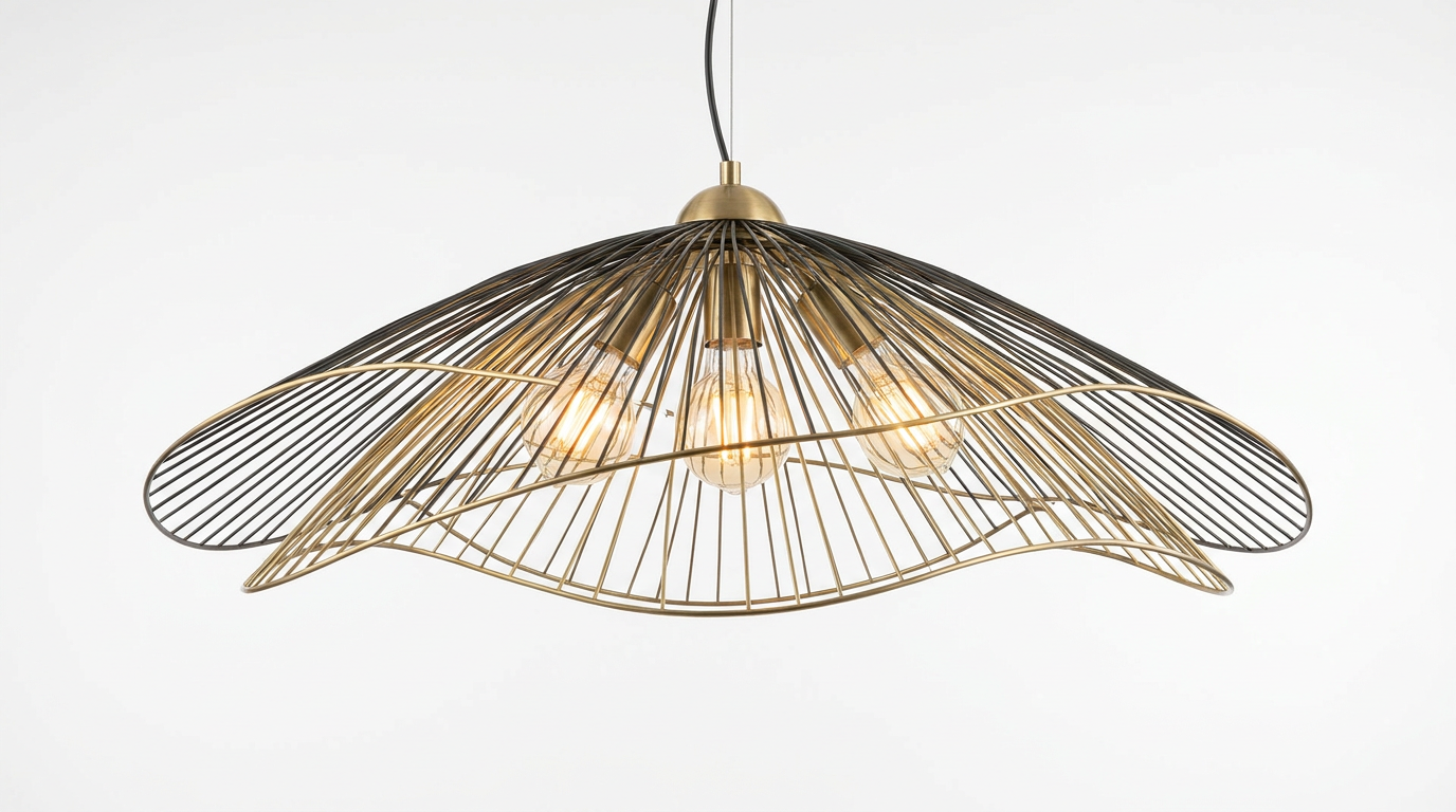 Radiant Wirelight Sculptural Japandi Metal Pendant Light