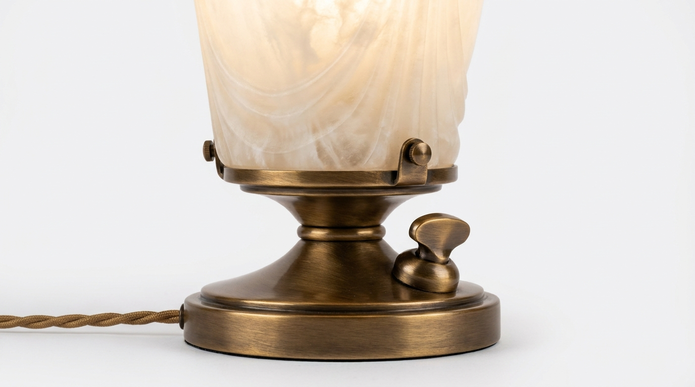 Luminous Veil Alabaster Bronze Table Lamp