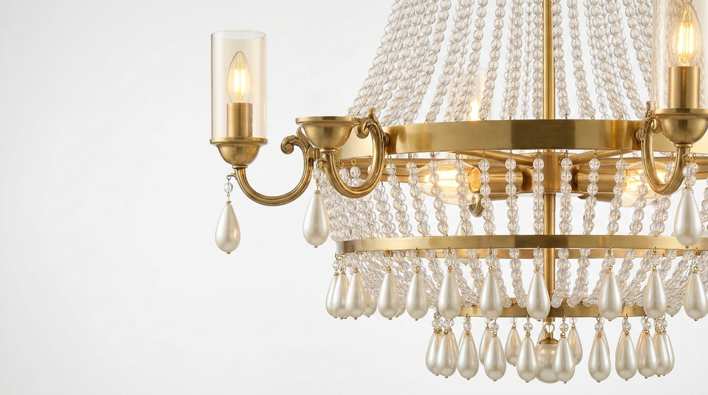 Pearl Glam Brass Acrylic Chandelier
