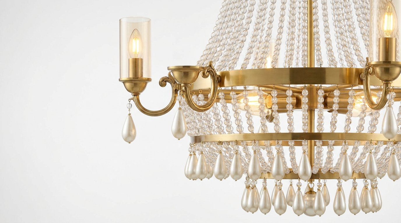 Pearl Glam Brass Acrylic Chandelier
