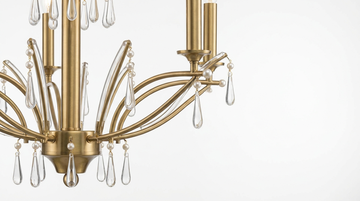 Pearl Glam Brass Acrylic Chandelier