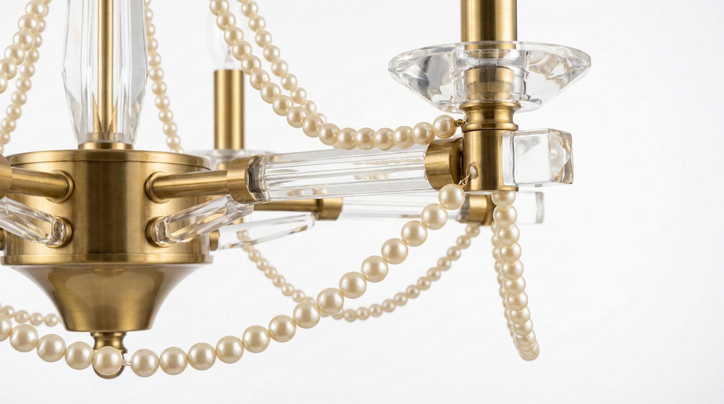 Pearl Glam Brass Acrylic Chandelier