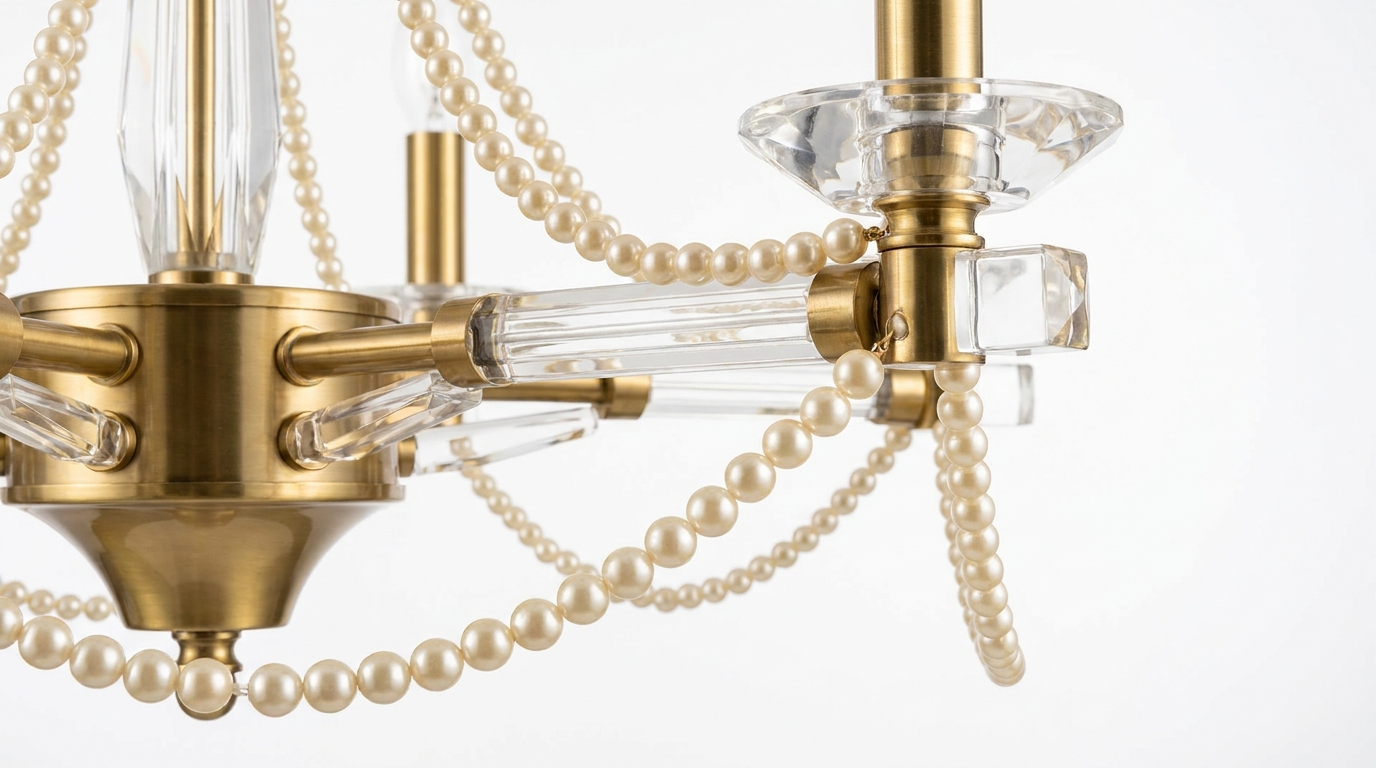 Pearl Glam Brass Acrylic Chandelier