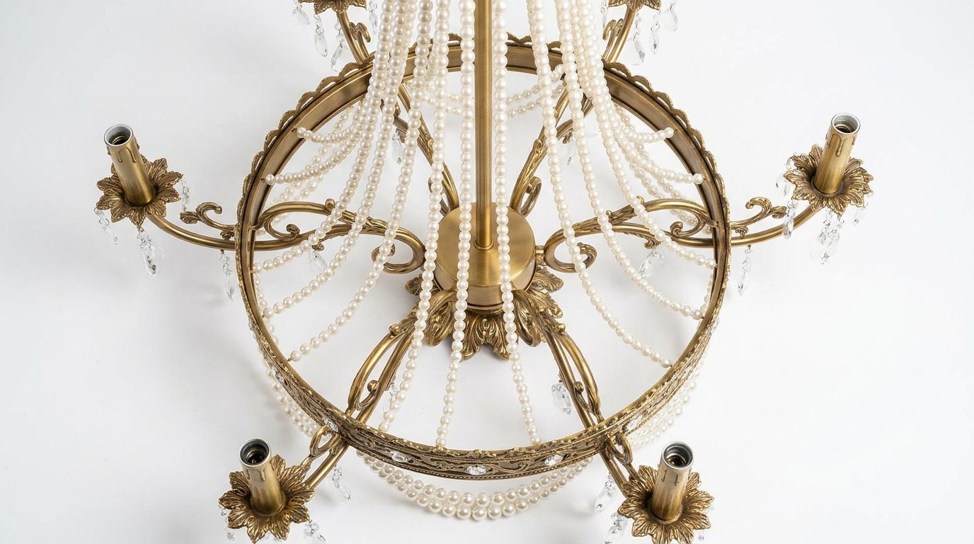 Pearl Glam Brass Acrylic Chandelier