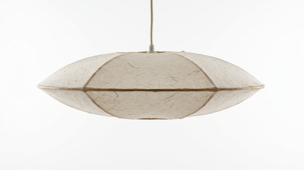 Traditional Japandi Wabi-Sabi Elliptical Paper Pendant Light