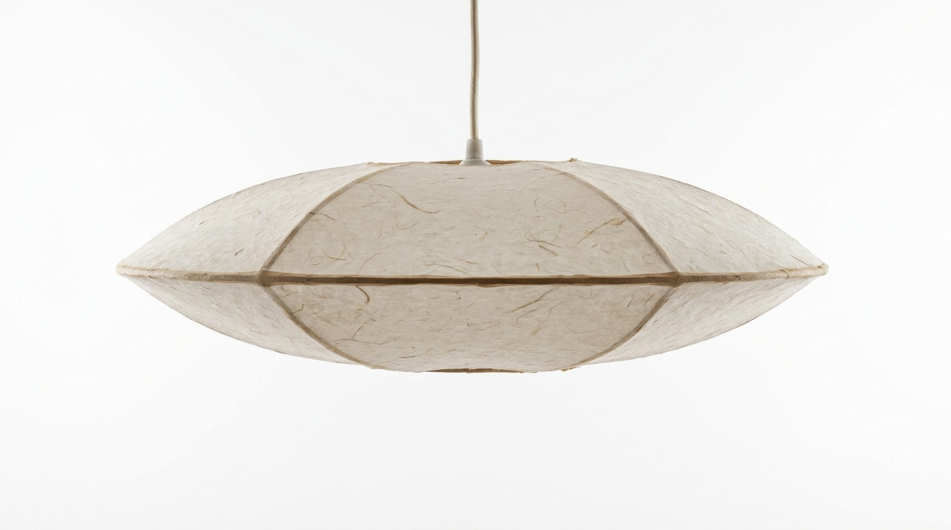Traditional Japandi Wabi-Sabi Elliptical Paper Pendant Light