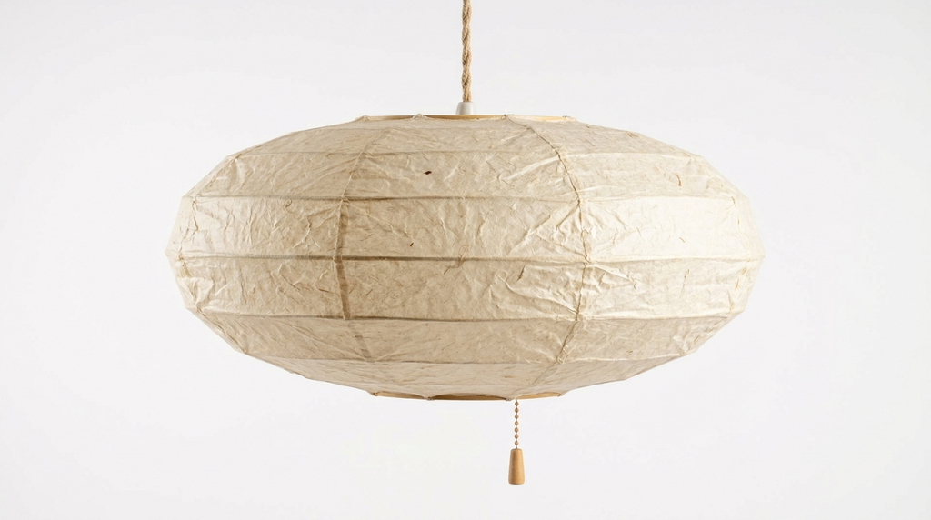 Traditional Japandi Wabi-Sabi Elliptical Paper Pendant Light